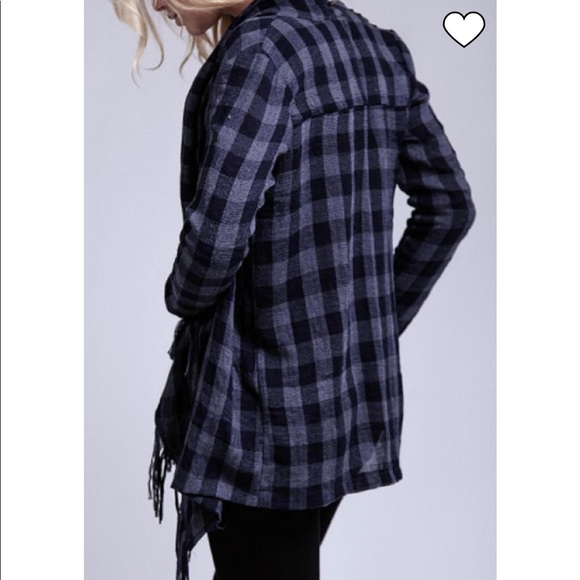 Plaid fringe cardigan - Picture 3 of 8